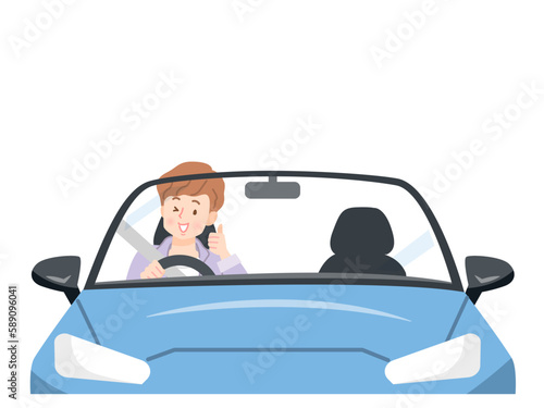 スポーツカーでドライブする男性のベクターイラスト素材