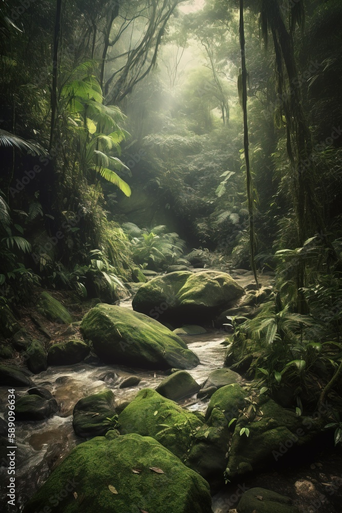 Rainforest waterfall and creek