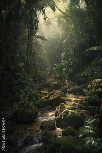 Rainforest waterfall and creek © Arquimedes