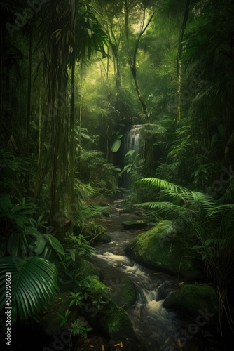 Rainforest waterfall and creek © Arquimedes