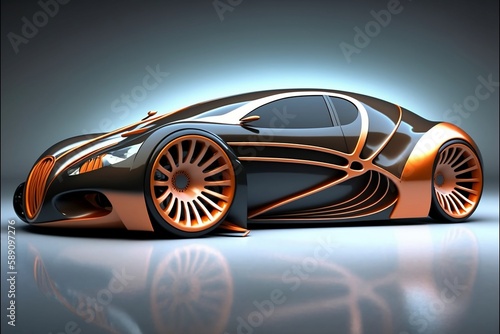 futuristic sports car  Modern car digital art dream car design  generative ai