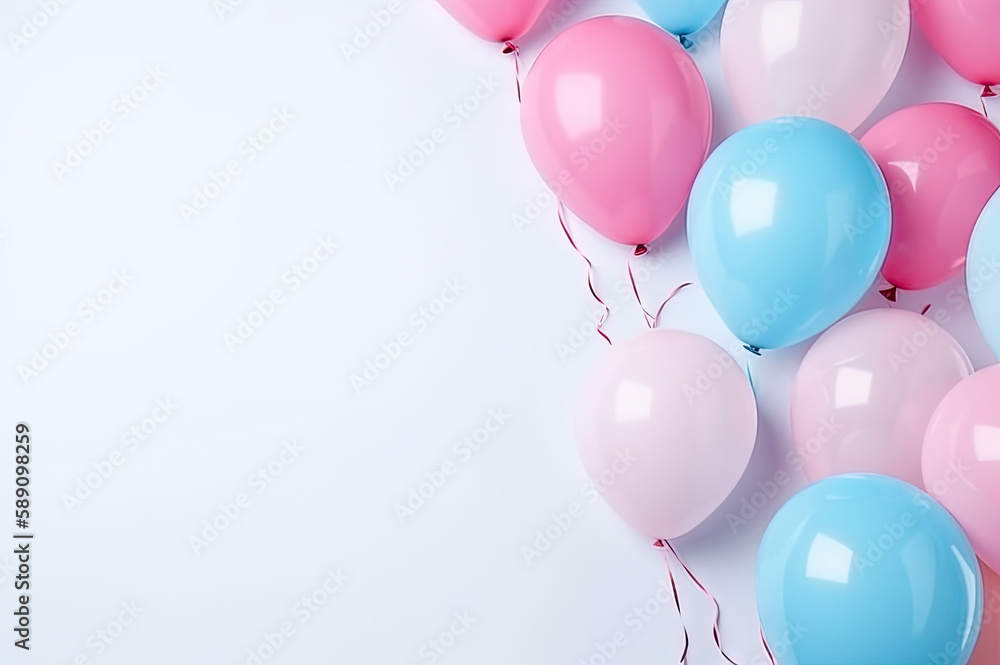 Pink and Blue Balloon Background for a Gender Reveal party announcement