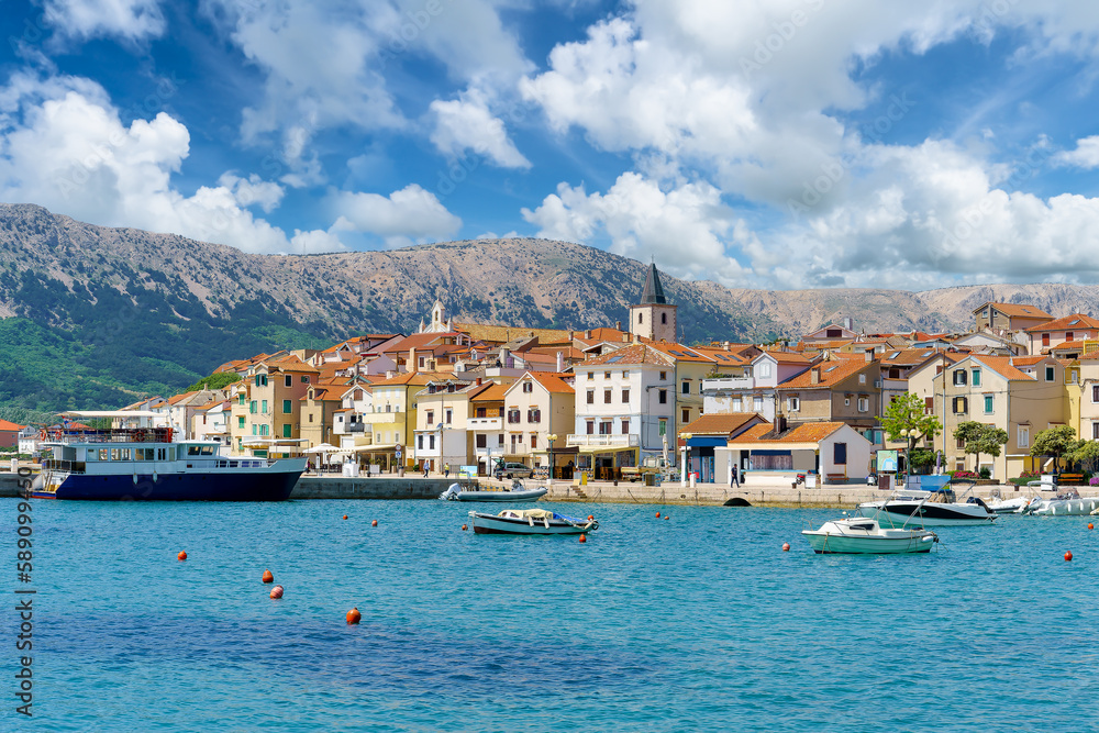 Landscape with Baska town, Krk island, Croatia