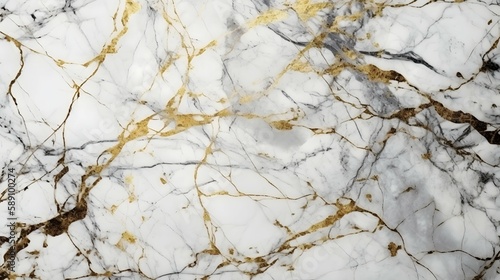 White marble texture with gold veins, luxury background. Generative AI