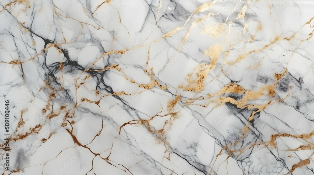 White marble texture with gold veins, luxury background. Generative AI White marble texture with gold veins, luxury background. Generative AI