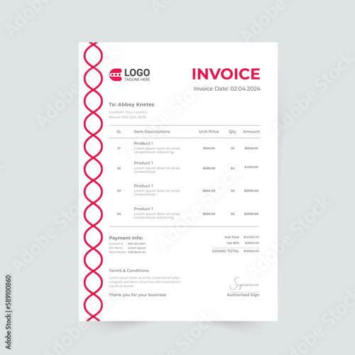 clean invoice template vector design