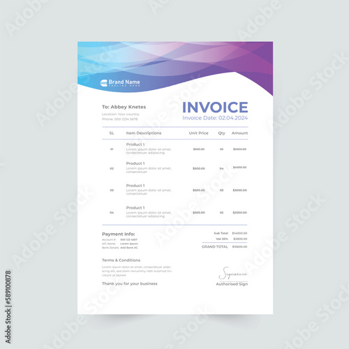 colorful invoice template
