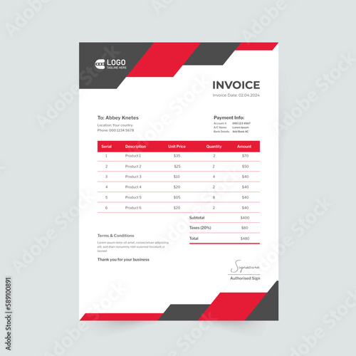 Abstract invoice Design Modern Business invoice Design Template