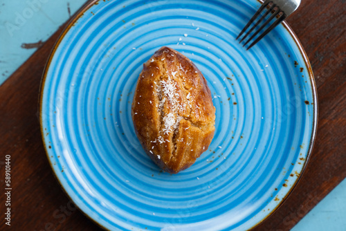 Turkish Dessert Background Photo, Traditional Turkish Pistachio Sugarpare (Fistikli Sekerpare) Photo, Üsküdar Istanbul, Turkey photo