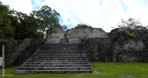 Steps of the Acropolis, Kohunlich mayan site - Quintana Roo, Mexico photo