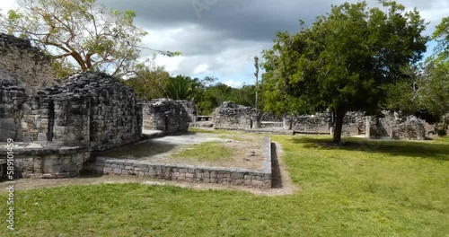 The Platform on top of the Acropolis, Kohunlich mayan site - Quintana Roo, Mexico photo