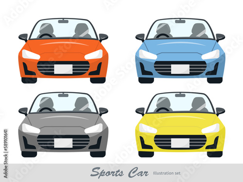 スポーツカーの正面イラストセット