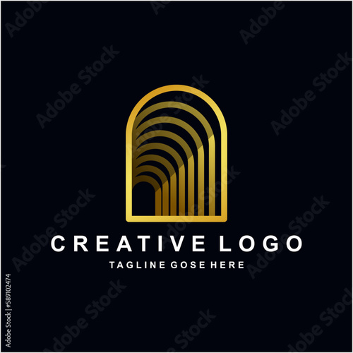 tunnel door logo in luxury golden color concept
