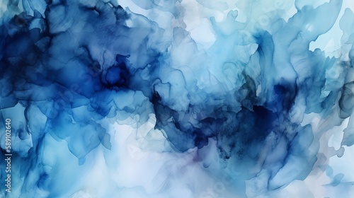 Abstract art blue paint background with liquid fluid. ai generative