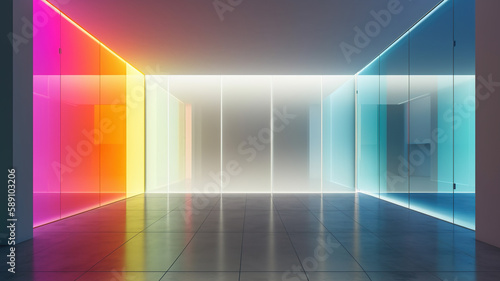 3D Colorful transparent glass wall Contemporary showroom