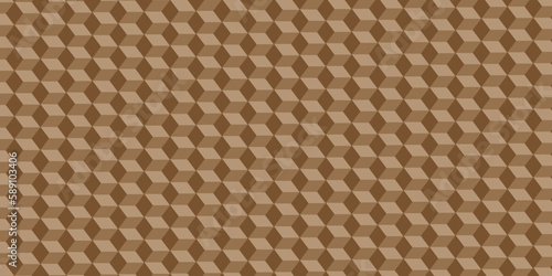 Texture of brown and gray cube geometric vector pattern, repeating square shape with abstract shadow triangle. Abstract geometric cubes seamless repeating pattern background.