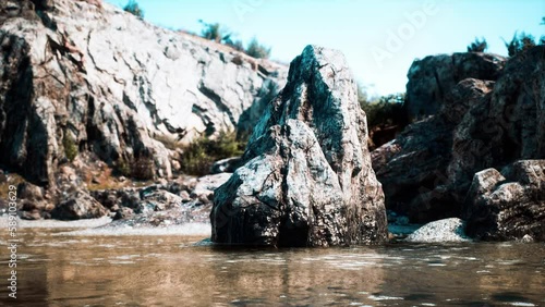 Landscape of Ocean and rocky cliff photo