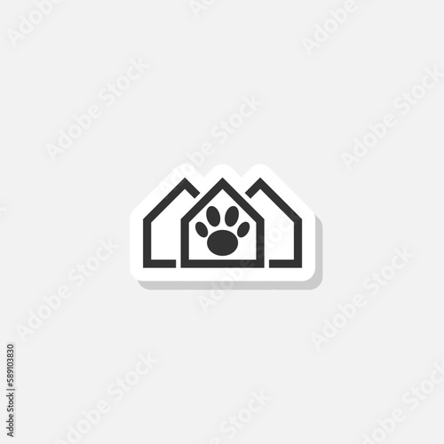 Dog pet house home logo sticker icon