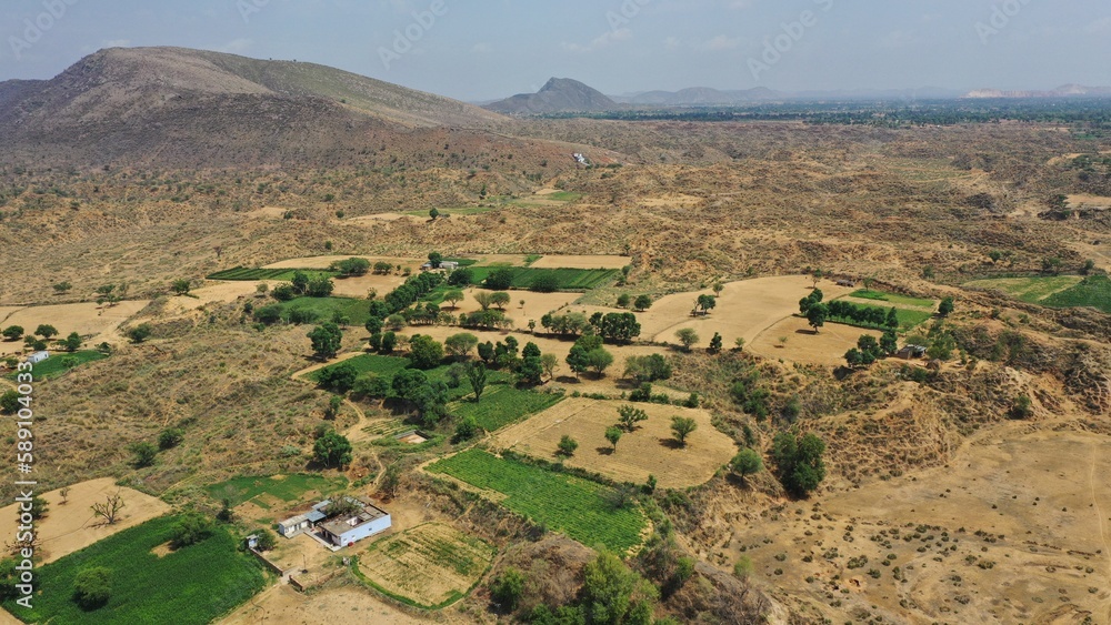 view of rajasthan village arial shot