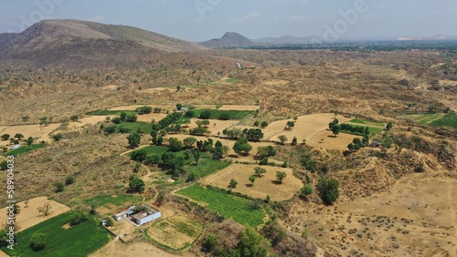 view of rajasthan village arial shot