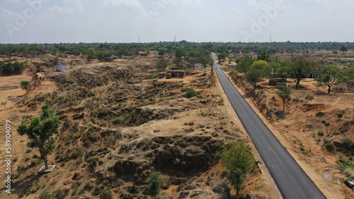 A highway road in village,