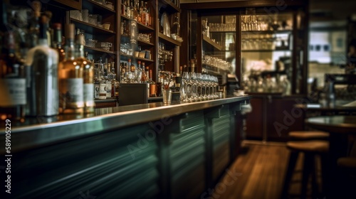 bar counter blurred background bar. AI generative © vadymstock