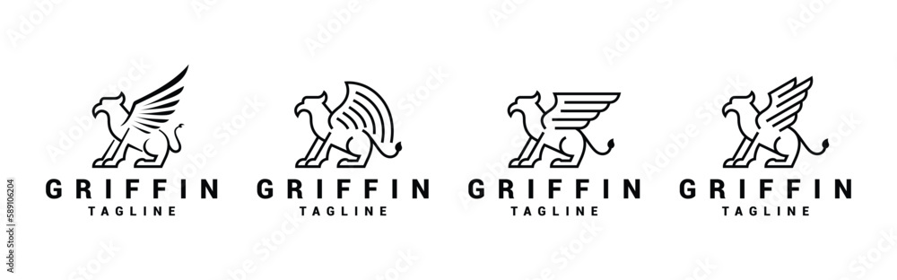 Vector graphic of mythical griffin logo design template