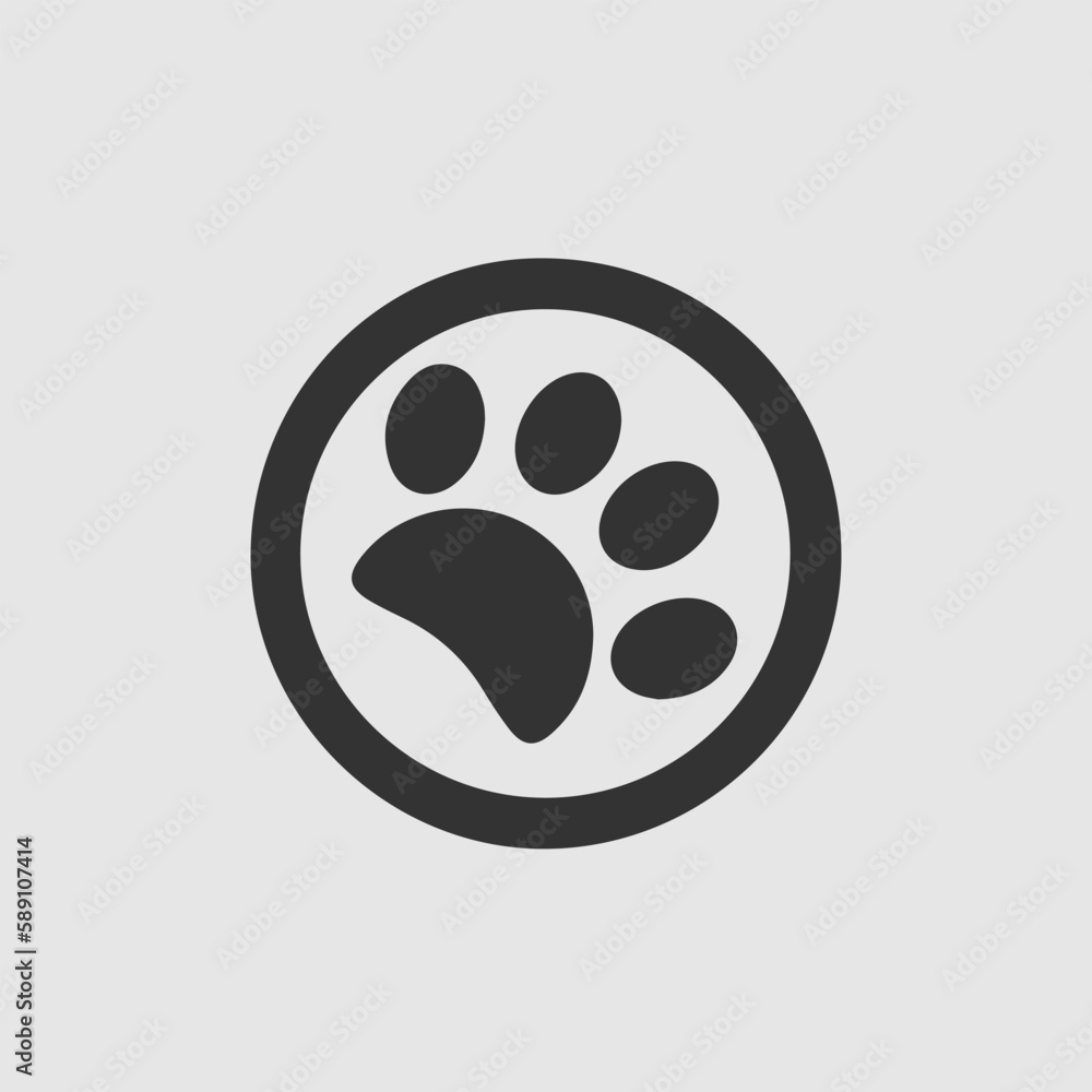 Paw vector icon EPS 10. Simple isolated footprint logo sign symbol.