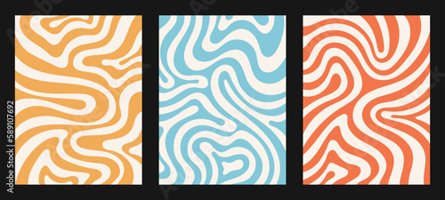 Abstract backgrounds in retro groovy style.