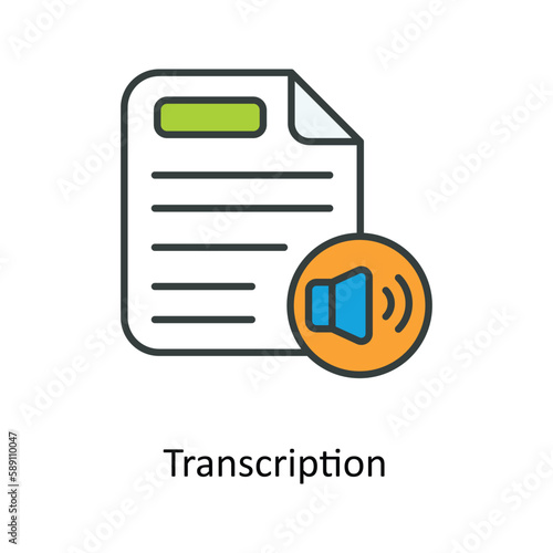 transcription Vector Fill outline Icons. Simple stock illustration stock