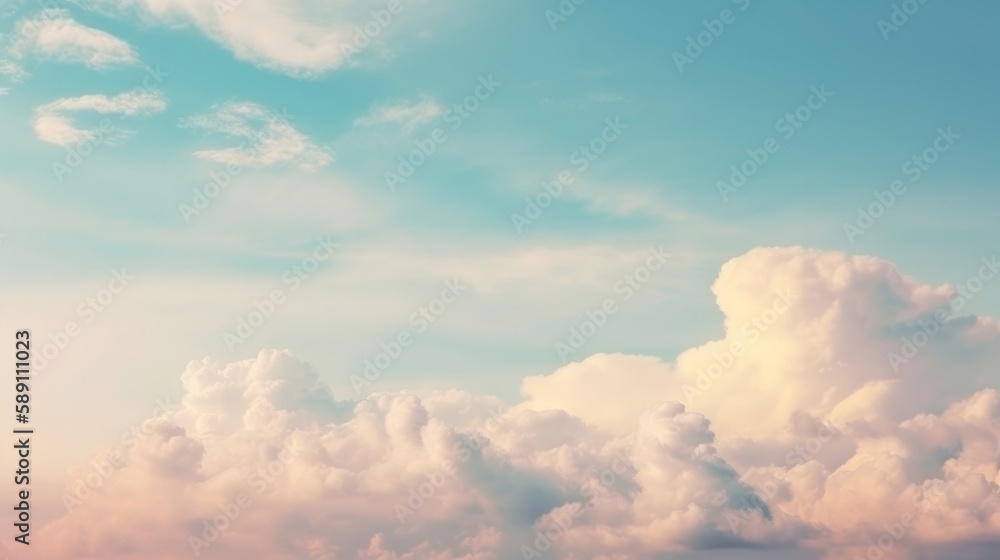 Sky with soft clouds in pastel tone. AI generated