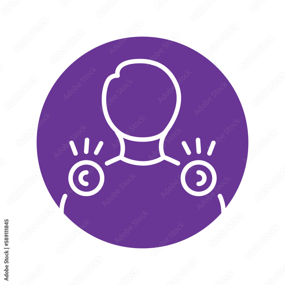 Pain in the neck and shoulders olor line icon. Pictogram for web page