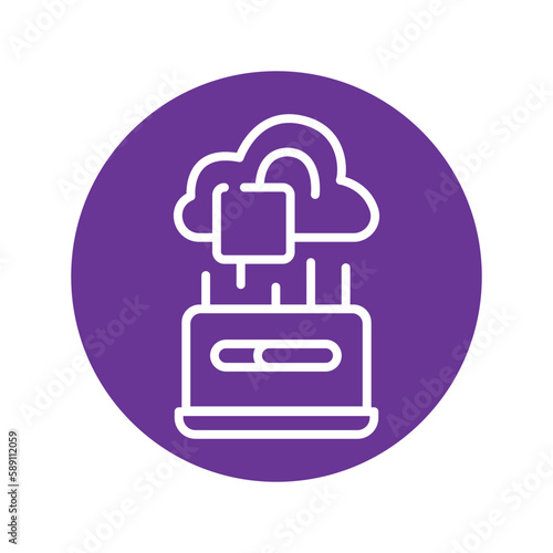 Cloud hacking olor line icon. Pictogram for web page