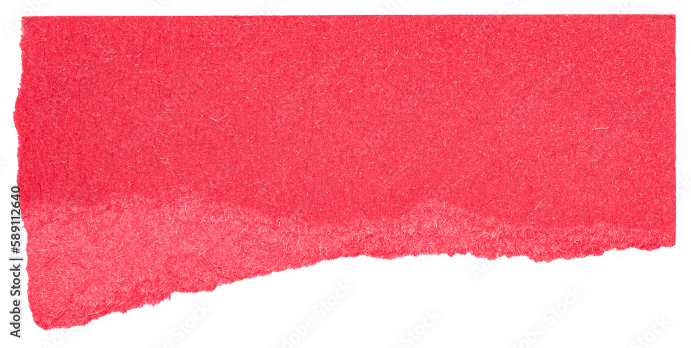 Isolated cut out torn piece of red blank paper note cardboard with texture and copy space for text, top view from above on white or transparent background Isolated cut out torn piece of red blank paper note cardboard with texture and copy space for text, top view from above on white or transparent background