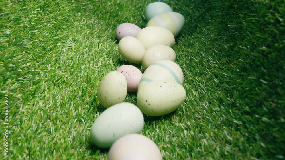 Easter Eggs falling down in the meadow tunnel Easter Eggs falling down in the meadow tunnel
