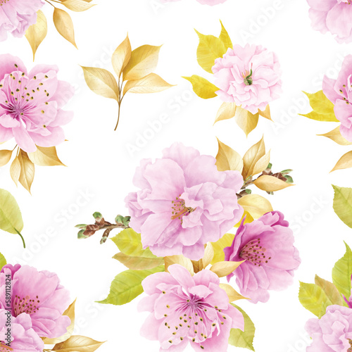 cherry blossom sakura floral seamless pattern