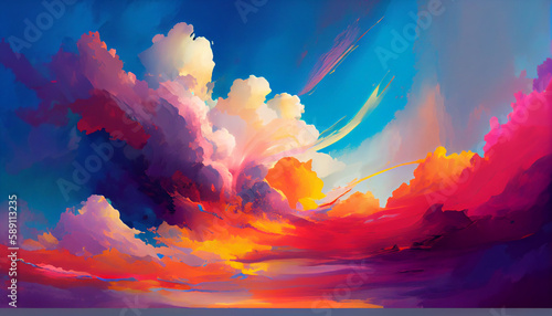 Generative AI, Cloud Nine: A Colorful Abstract Sky High Adventure