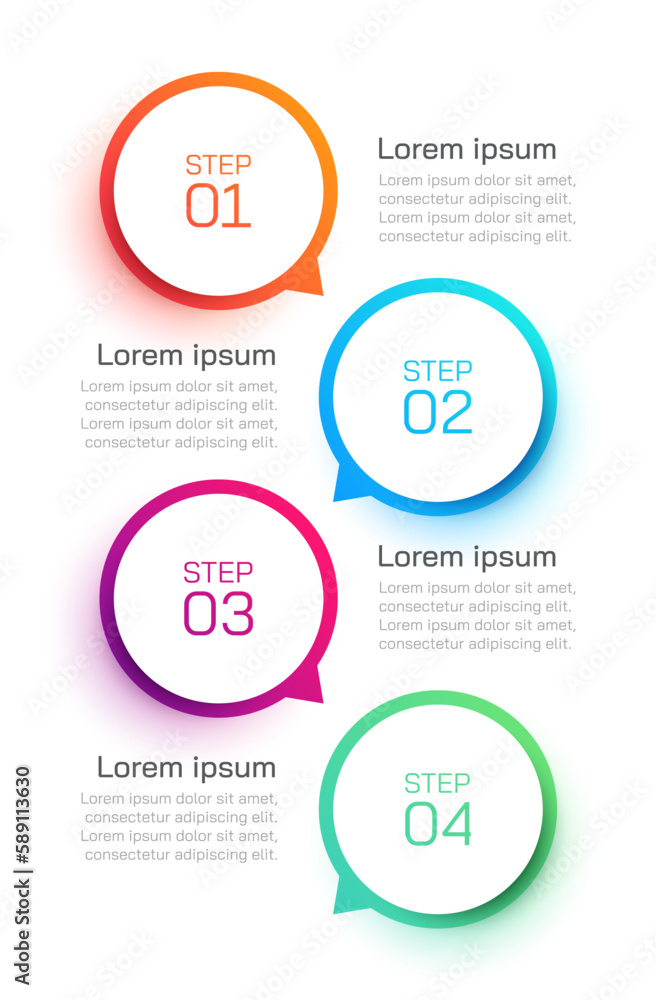 Fototapeta premium Modern infographic presentation design with 4 steps. Vector illustration.