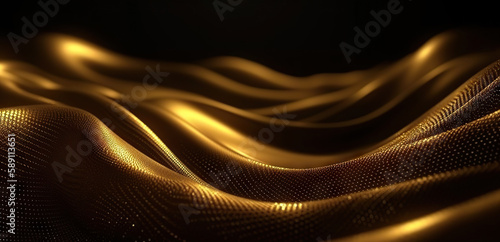 Luxurious golden particle drapery background. Based on Generative AI