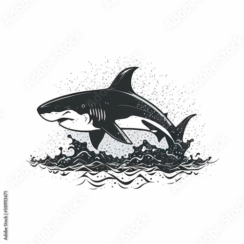 Shark Illustration Black and White