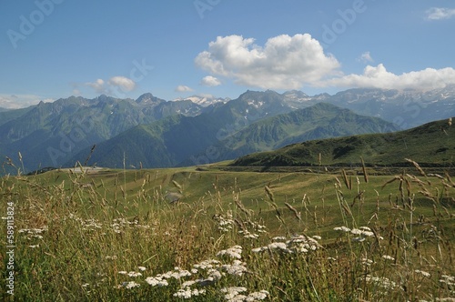 Amazing shot of the mountains in French Pyrenees on a sunny day