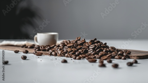 Coffee beans on white table