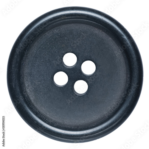 One single black button isolated on white or transparent background