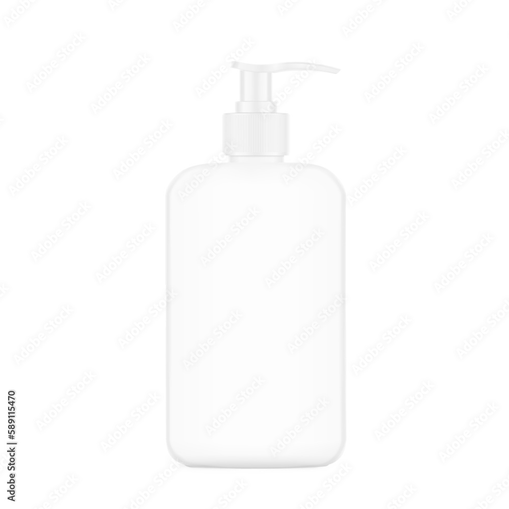 Realistic bottle with white dispenser mockup. Vector illustration isolated on white background. Perfect for the presentation of soap, disinfectant, medical, etc. EPS10. Realistic bottle with white dispenser mockup. Vector illustration isolated on white background. Perfect for the presentation of soap, disinfectant, medical, etc. EPS10.