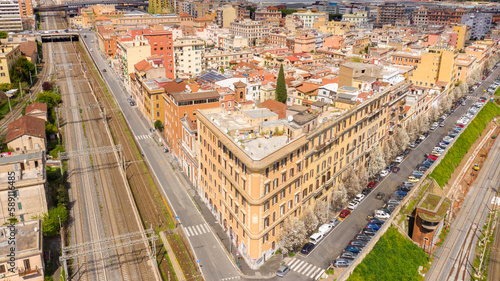 Photography Aerial view of the Pigneto district in Rome, Italy