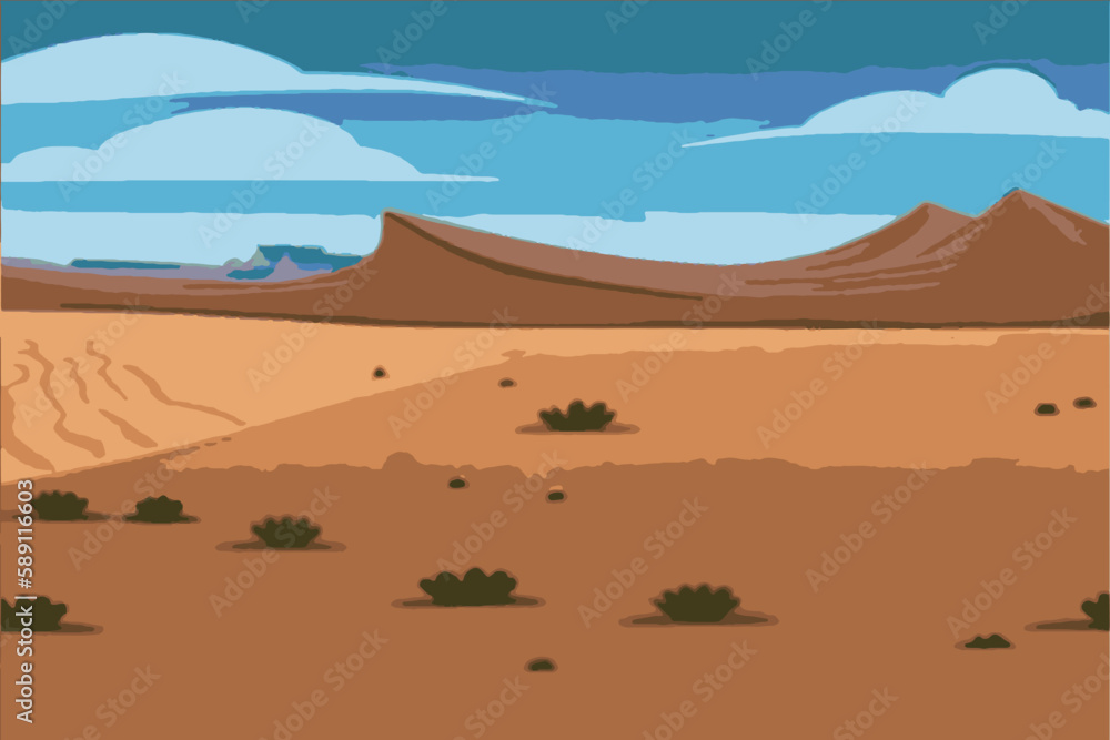 Desert panorama. Eco desert vector illustration