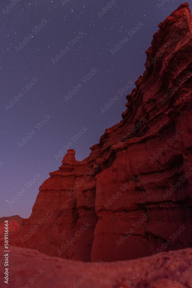Beautiful landscape of a canyon at night