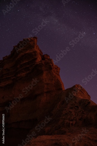 Beautiful landscape of a canyon at night