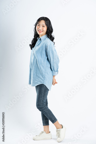 beautiful asian girl image on white background