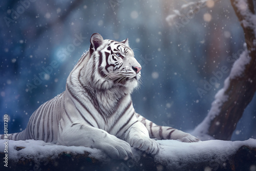 Wei  er Tiger im Schnee